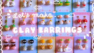 Making Polymer Clay Earrings ✿ Cute Clay Charms Preparing for a Shop Update  Studio Vlog [upl. by Hcra]