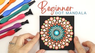 EASY Beginner Dot Mandala Tutorial  How to paint a dot mandala for Beginners [upl. by Nithsa]