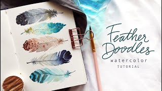 Easy Feather Doodles with Watercolors [upl. by Teresa211]