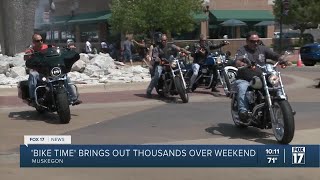 Thousands turn out for 17th annual Bike Time in Muskegon [upl. by Acinorej]