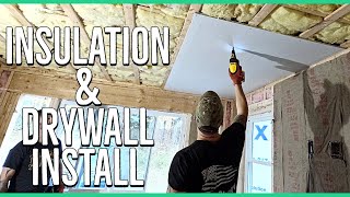 Insulating and Hanging Drywall Garage to Living Area Conversion [upl. by Labinnah323]