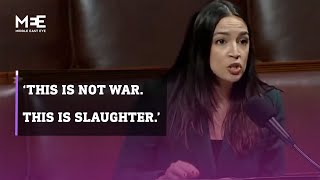 US Congresswoman Alexandria OcasioCortez criticises US aid to Israel [upl. by Gwenora]