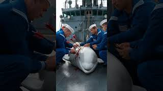 White Dolphins escape danger thanks to a Miracle Ship animalrescue [upl. by Htidirem]