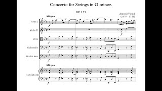 Concerto for Strings in G minor RV 157 Sheet Music Score [upl. by Mathews]