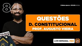 Live 84 Questões Direito Constitucional  PMMG [upl. by Rramel]