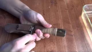 Project 1 Vegetable Tanned Leather Knife Sheath w Edge Braiding Part 3 of 5 [upl. by Jump411]