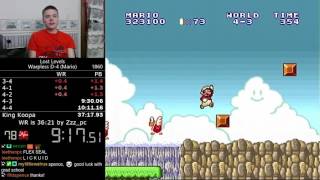 3706 Super Mario Bros The Lost Levels Warpless D4 Mario speedrun [upl. by Eimmak]