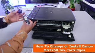 How To Change or Install Canon MG3250 Ink Cartridges [upl. by Econah827]