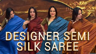 Designer semi silk sarees collections for booking visits [upl. by Sordnaxela180]