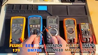 Multimeters Continuity Test FLUKE 179 EEVBlog BM786 Amazon 90DM610 Klein MM320 ANENG AN8008 [upl. by Kciwdahc661]