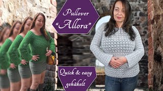 Pullover mit einfachem Muster aus 4 Teilen häkeln Sweater mit schnell gehäkeltem Stäbchenmuster [upl. by Inattirb]