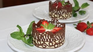 Dentelles en Chocolat amp Mousse  Chocolate Lace Cup amp Mousse  دانتيل الشوكولاته و موس [upl. by Nnayram]