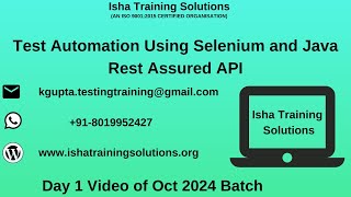 Selenium with Java Day 1 Video On 4th October 2024CallWhatsApp us on 918019952427 to Enroll [upl. by Alys458]