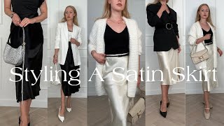 HOW TO STYLE A SATIN SKIRT CLASSY AND ELEGANT SILK MIDI SKIRT OUTFIT IDEAS [upl. by Bullock]