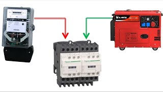 inverseur de source normale secour 4P avec temporisateur الربط بين المولد الإحتياطي والكهرباء العامة [upl. by Arihsa]