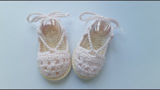 Alpargata de bebe sandalia a ganchillo bebe 03 meses crochet baby sandals crochet baby shoes patuco [upl. by Aramenta870]