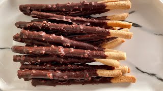 Homemade Mikado Pocky Sticks Recipe 🍫أصابع ميكادو [upl. by Ahseryt]