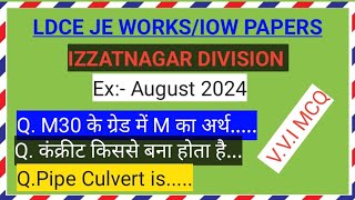 IZZATNAGAR DIVISION JE WORKSIOW PREVIOUS QUESTION PAPERS Works Manual Question IRWM [upl. by Ecar]