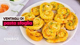 Ventagli di pasta sfoglia con zucchine e salmone lantipasto facile e sfizioso [upl. by Ilrac]