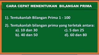 CARA MUDAH MENCARI BILANGAN PRIMA 1 sampai 100 [upl. by Hillyer]