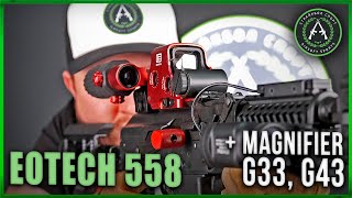 Обзор на EOTech 558 Red Green Point  MAGNIFIER G33 G43 Страйкбольный прицел [upl. by Vod]