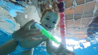 Baby 1 Year Old and 10 Months Dives Underwater Cute Reactions [upl. by Irual]