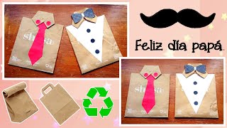 Bolsas de papel decoradas para REGALAR A PAPÁ ♻️ DIY Manualidades para el día del padre ⌚✂️ 🎁 [upl. by Nnylirret]