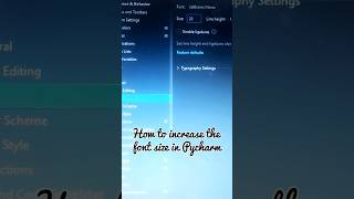 How to increase the font size in pycharm shorts pycharm python shorysvideo trending [upl. by Nosnhoj]