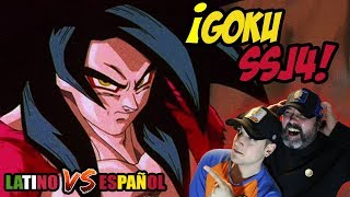 ESPAÑOLES REACCIONAN A DRAGON BALL LATINO VS CASTELLANO  🔥GOKU SE CONVIERTE EN SSJ4🔥 [upl. by Berkshire936]