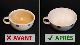 Comment BLANCHIR votre VAISSELLE  Enlever les traces de vos bols tasses et mugs [upl. by Vinn]