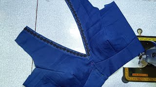 deep v neck design cutting and stitching full video tutorial for everyone blouse viralvideo [upl. by Lenod]