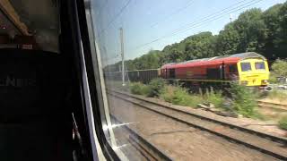 Passing through Hitchin on a Class 91 LNER 19724 [upl. by Anaile]