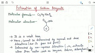 Estimation of Sodium Benzoate  Pharmaceutical Analysis  bpharmacynotes sem1 [upl. by Nahem]