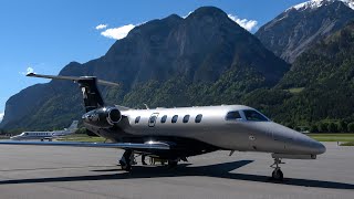 Embraer Phenom 300E OEGBH LOUD Startup and Take off at Innsbruck [upl. by Alak71]