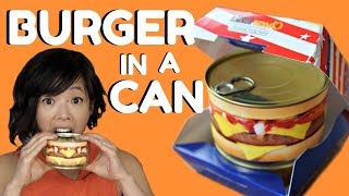 HAMBURGER in a CAN Taste Test  readytoeat cheeseburger amp steak house burger [upl. by Strain773]