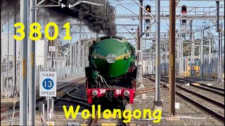 Australian Steam Trains 3801 at Wollongong [upl. by Eardnoed]