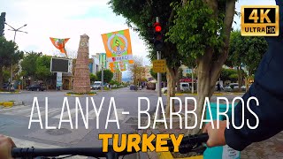 Alanya city 4k Mahmutlar district Barbaros st Turkey  Antalya  Virtual ride a bike tour [upl. by Aivonas]