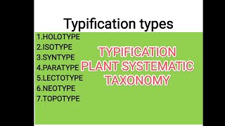 TYPIFICATION  TAXONOMY  PLANT SYSTEMATIC [upl. by Etty]