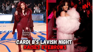 cardi b sizzles in headtotoe burgundy look at knicksbucks game in nyc [upl. by Ide]