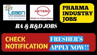 Freshers Pharma industry jobs pharmajobs [upl. by Atsirak]