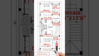 20 by 45 House Plan  20 By 45 घर का नक्शा 2 Flat houseplan floorplan viral shorts art viral [upl. by Naneek]