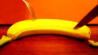 09 Como pelar una Banana 🍌 ó PLATANO con cuchillo y tenedor en 1 minuto How to [upl. by Denton764]