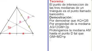 Baricentro punto de intersección de las tres medianas demostración [upl. by Nelrah]