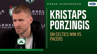 POSTGAME PRESS CONFERENCE Kristaps Porzingis after making his return to the lineup vs Pacers [upl. by Narmis]