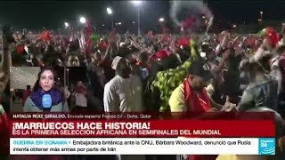 Informe desde Doha la hinchada de Marruecos estalla en júbilo con la clasificación a semifinales [upl. by Davidoff]