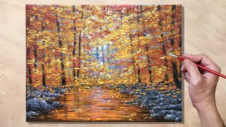 Acrylic Painting Autumn Forest Landscape [upl. by Giza]