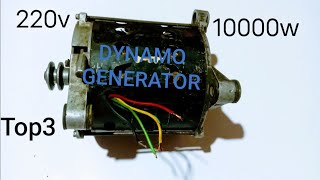 Top3 I turn dynamo into 220v 10000w electric generator use super magnet free energy generator [upl. by Ailimac]