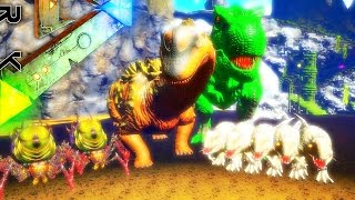 ARK  TITANOSAUR VS INDOMINUS REX amp BROODMOTHER  GIANT T REX  ARK Modded Gameplay [upl. by Nemrac]