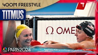 Ariarne Titmus shines in 400m freestyle final Katie Ledecky takes bronze  Paris Olympics [upl. by Joash]