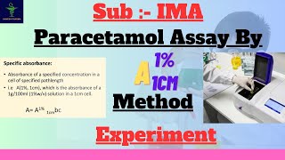 Paracetamol Assay by A11cm Method Expt  Specific Absorptivity Method  Determination of PCM conc [upl. by Weider376]